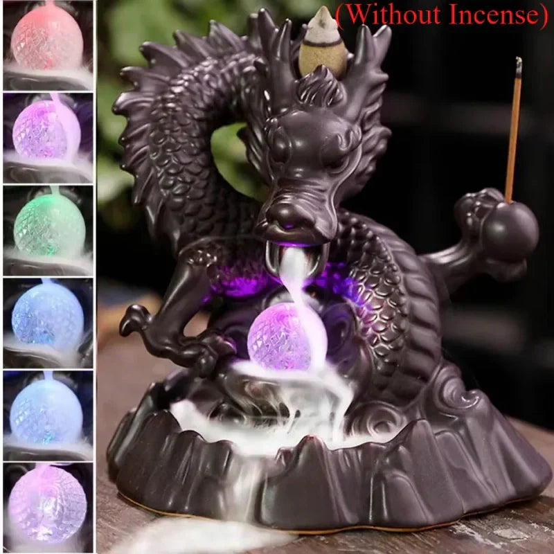 Brûleur dragon avec boule de cristal violette et couleurs disponibles