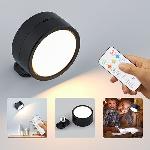 Applique sans fil noire fixée au mur, allumée à distance avec la télécommande