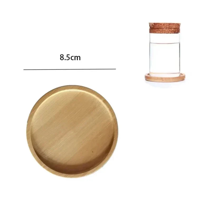 Soucoupe en bois et vase hydroponique