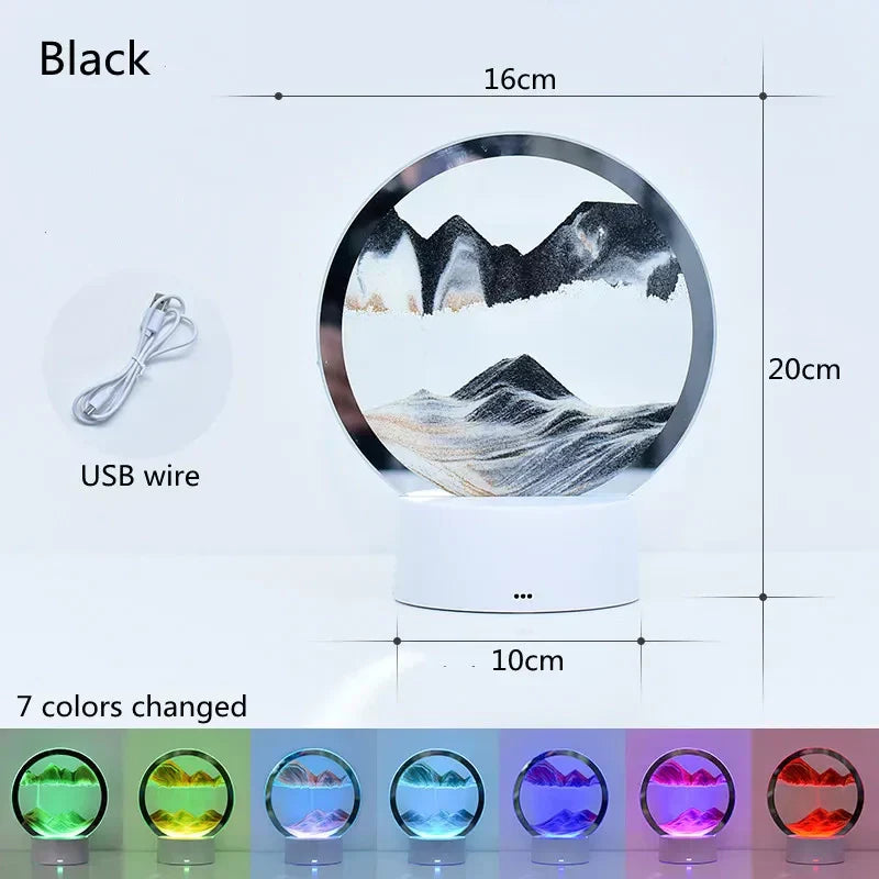 Dimensions de la lampe sable mouvant noire