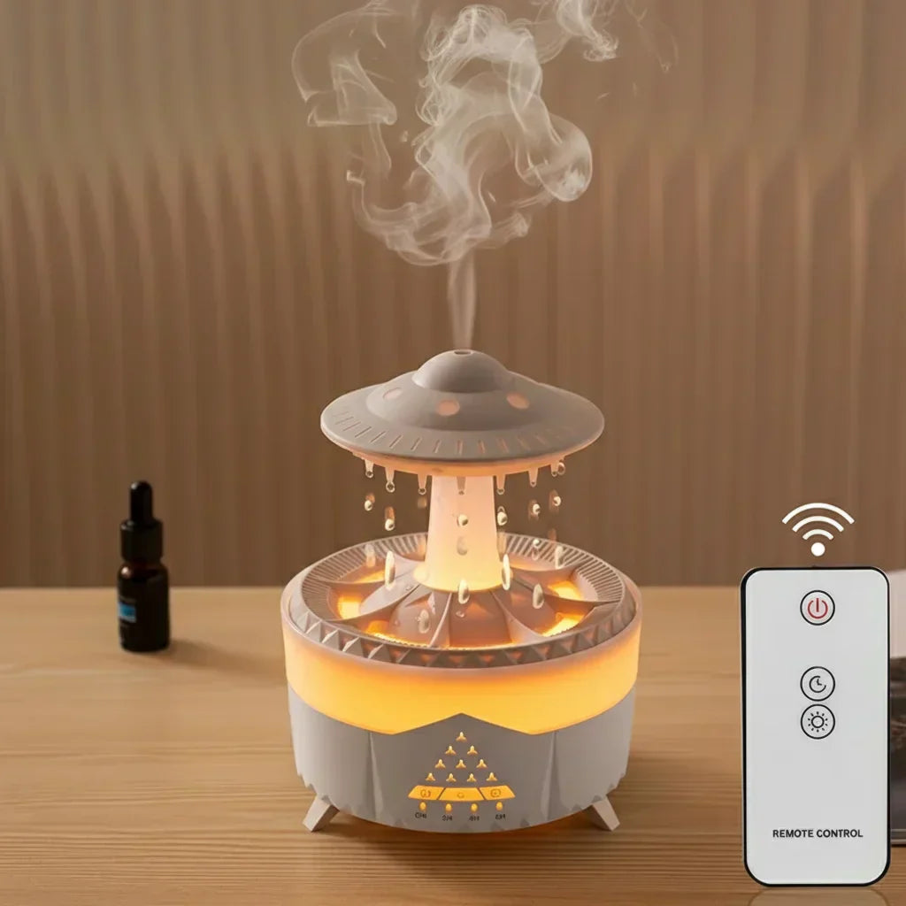 Humidificateur nuage de pluie avec sa télécommande