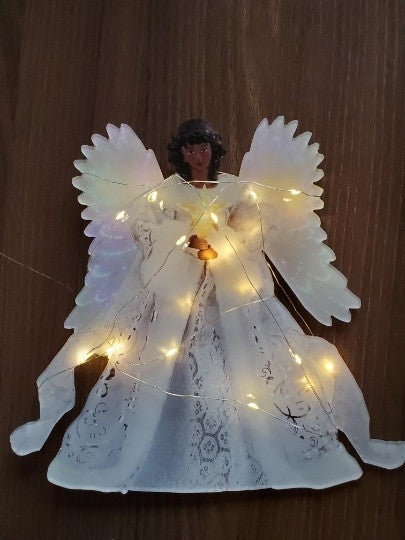 Ange cime de sapin allumé, guirlande LED dans la robe
