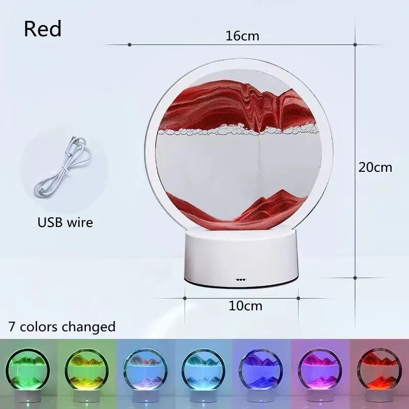 Dimensions de la lampe sable mouvant rouge