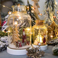 Bocal en verre lumineux avec Père Noël et sapin en bois, bouchon en liège