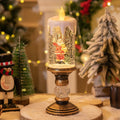 Bougie LED boule à neige avec Père Noël, sur chandelier doré