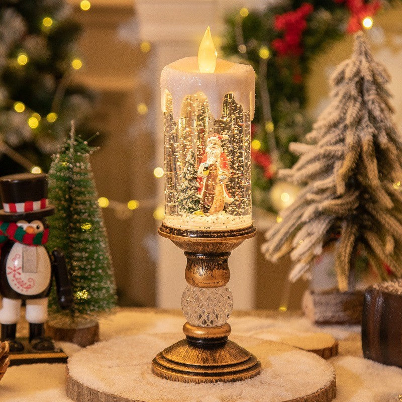 Bougie boule à neige lumineuse, flamme LED et paillettes