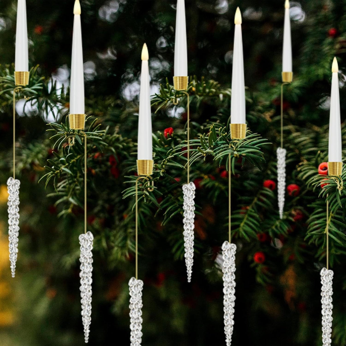 Bougies LED de sapin avec pendentifs stalactites