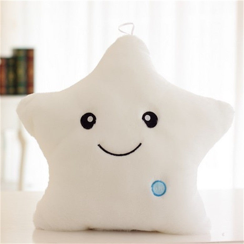 Coussin étoile souriant en peluche blanche
