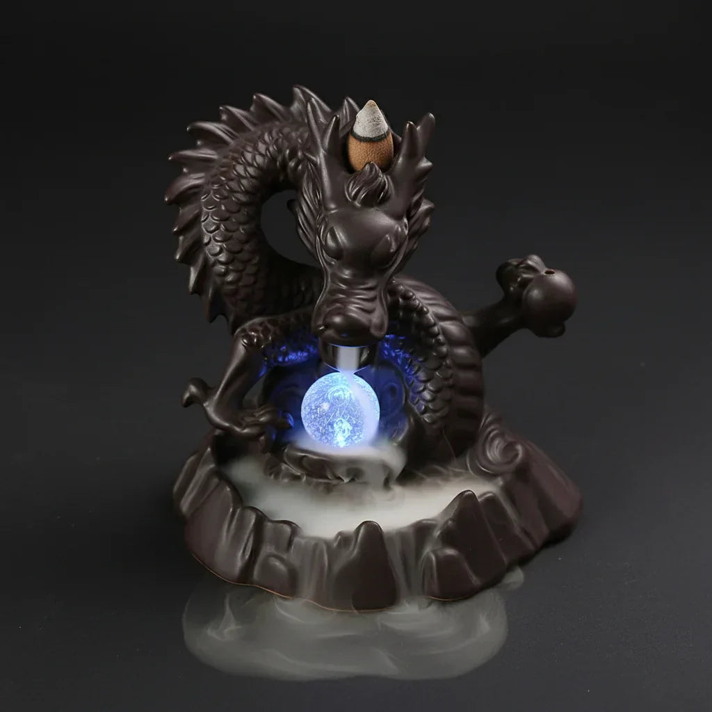 Brûleur dragon avec boule bleue et fumée