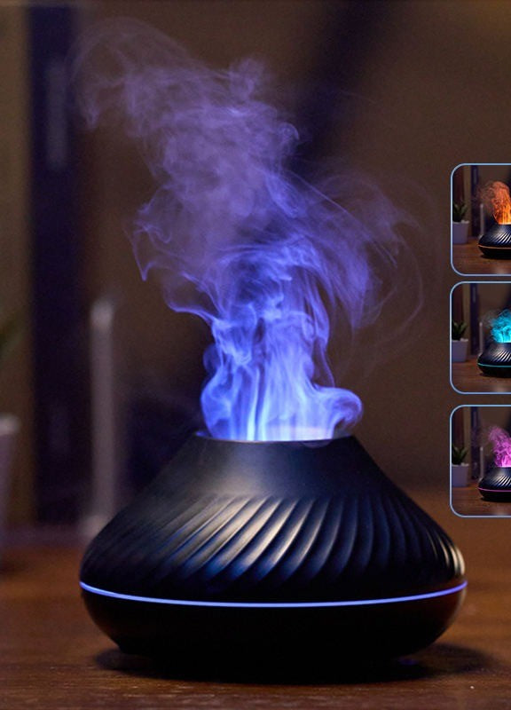 Diffuseur effet flamme avec brume bleutée