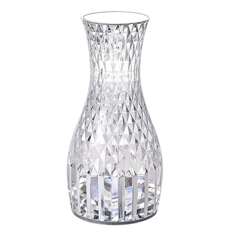 Lampe cristal vase transparente, vue détaillée