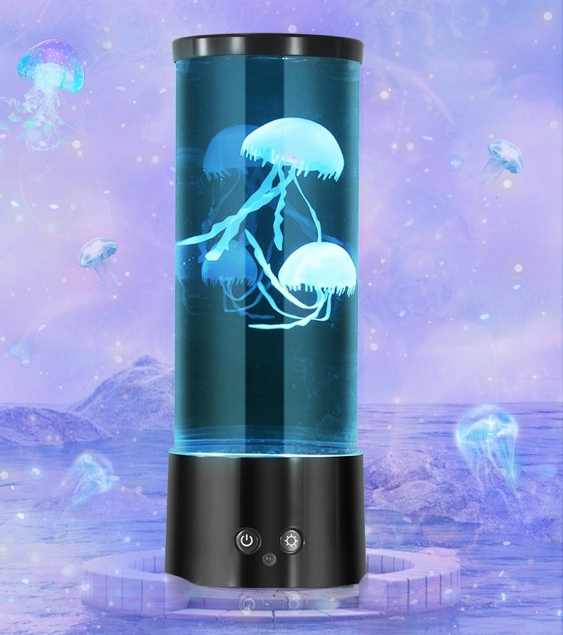 Lampe méduses LED éclairée en bleu turquoise