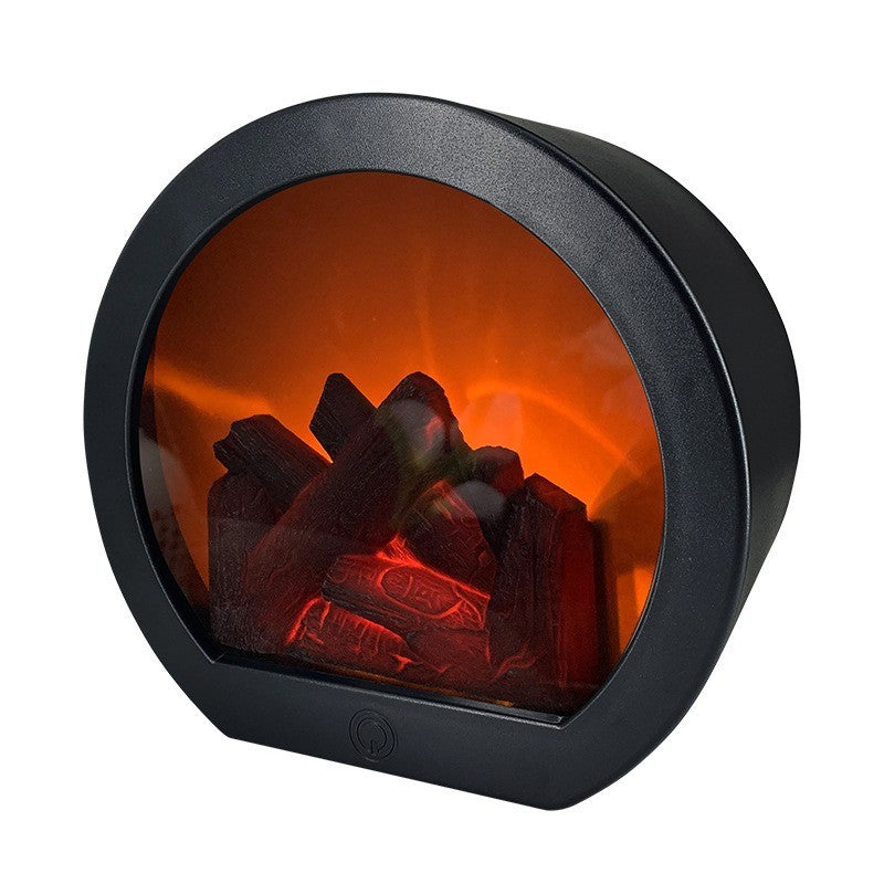 Lanterne cheminée LED ronde, flammes animées