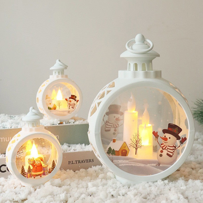 Lanternes rondes de Noël de deux tailles, finition blanche