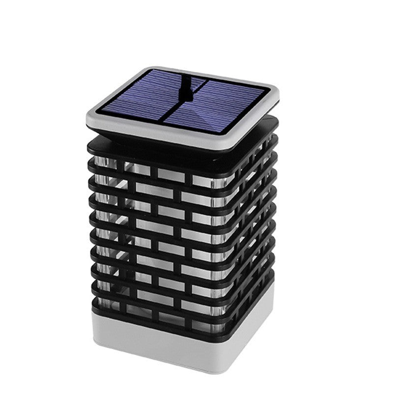 Lanterne solaire noire effet flamme avec son panneau solaire