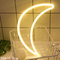 Néon LED en forme de croissant de lune, lumière blanc chaud