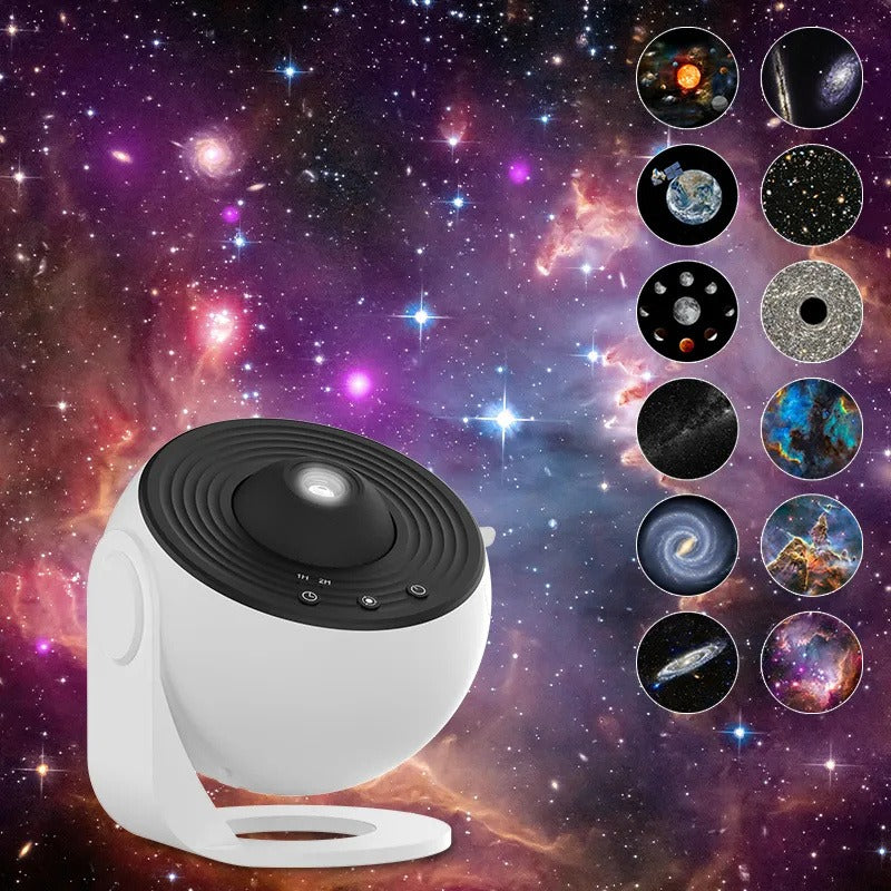 Projecteur planétarium et ses disques de scènes : nébuleuses, planètes, galaxies