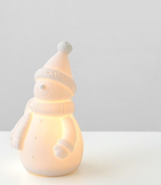 Bonhomme de neige en céramique blanche lumineux
