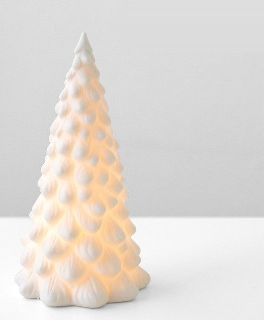 Grand sapin perlé en céramique blanche lumineux